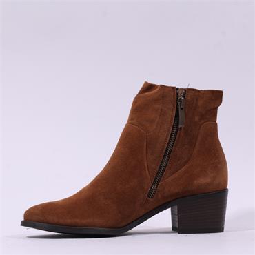 Paul Green Western Block Heel Ankle Boot - Toffee